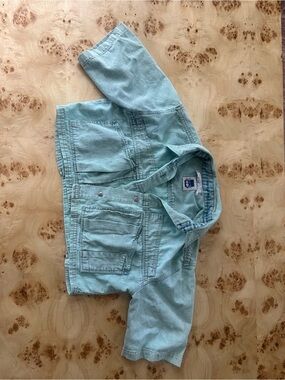Vintage Code Bleu 80s 90s Made in Hong Kong Cropped Denim Button Up